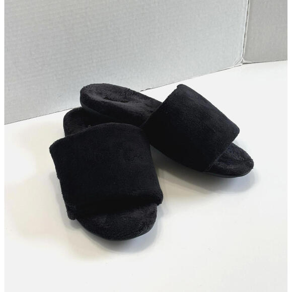 Vionic Dream Cozy Women's 8 Black Faux Fur Slide Slippers Adjustable Comfy Flats - Picture 9 of 16